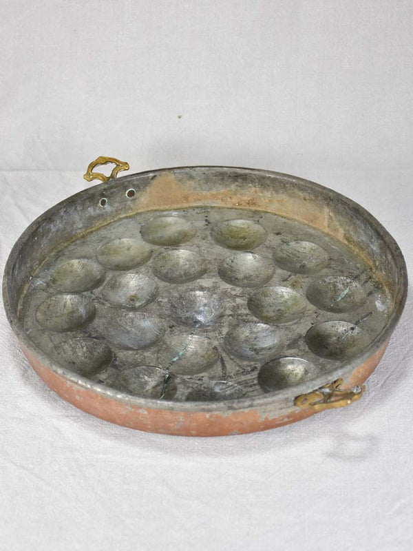 Antique French copper egg poaching pan