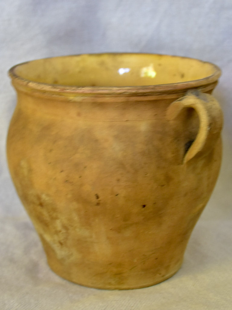 Small antique French confit pot - un-glazed outside 6"
