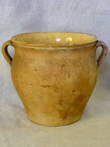 Small antique French confit pot - un-glazed outside 6"