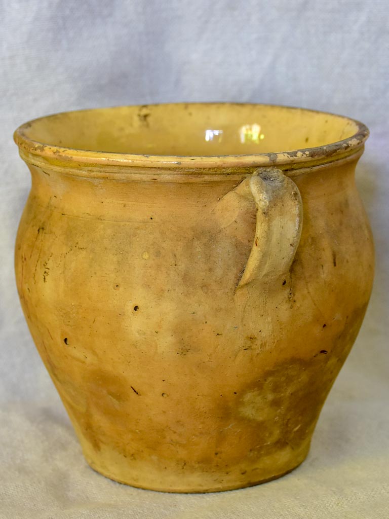 Small antique French confit pot - un-glazed outside 6"