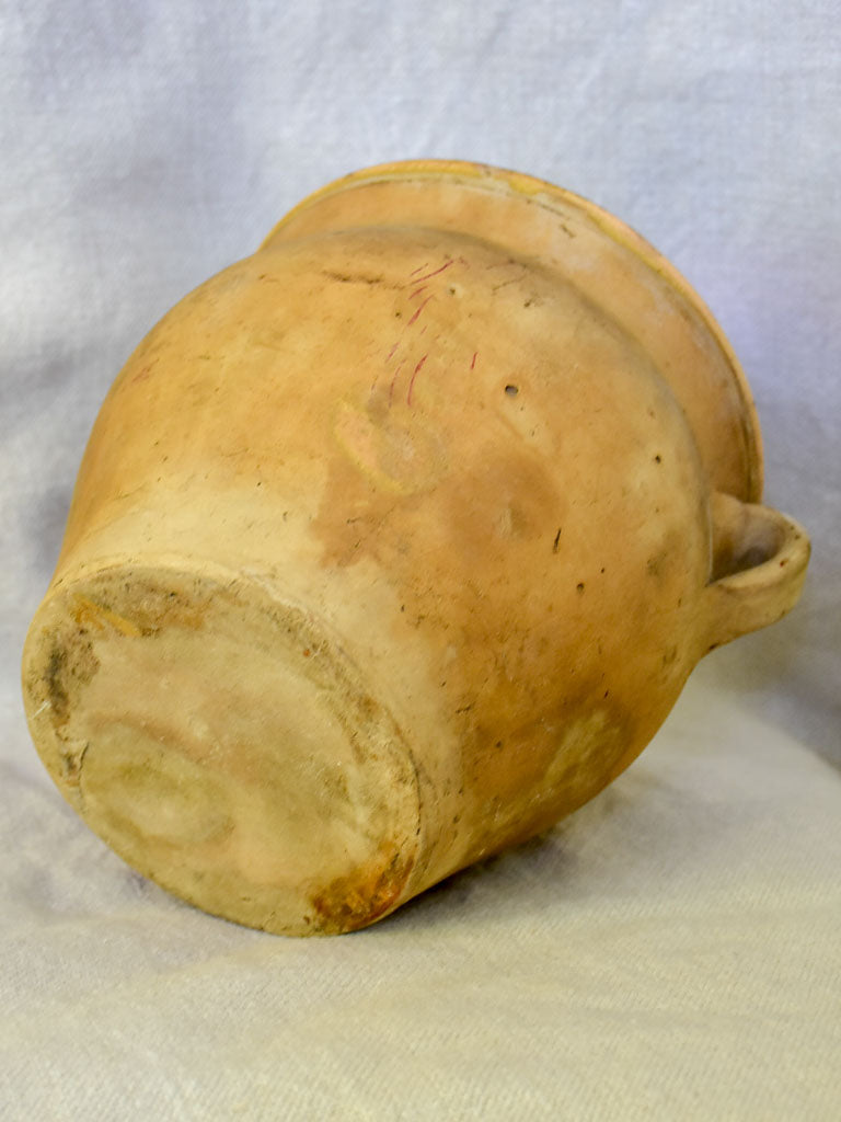 Small antique French confit pot - un-glazed outside 6"