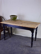 Antique French bistro table - natural timber with black legs