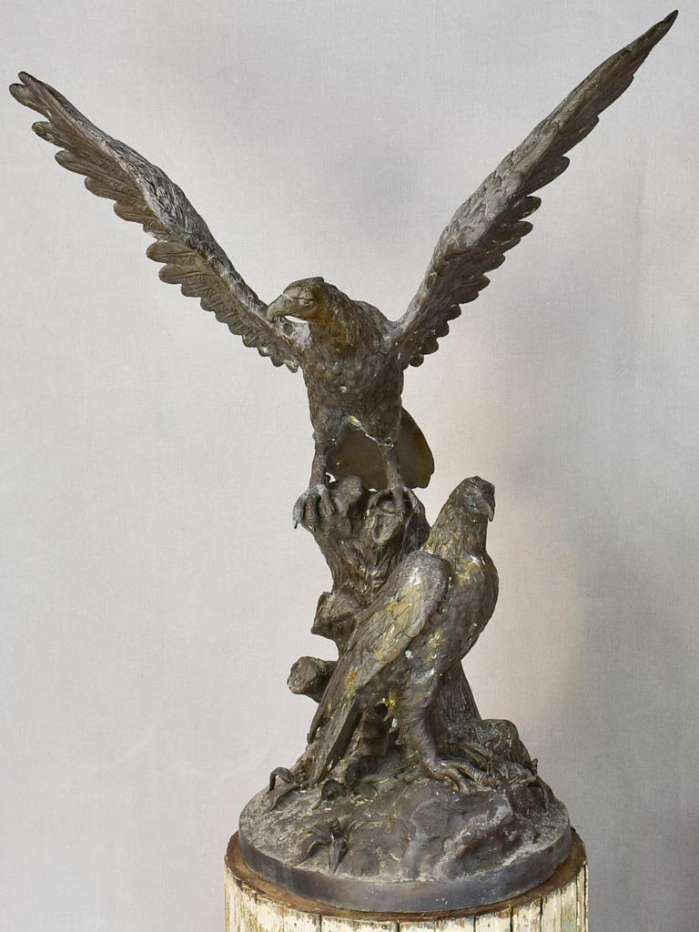 Large early twentieth century French sculpture of eagles 37¾"