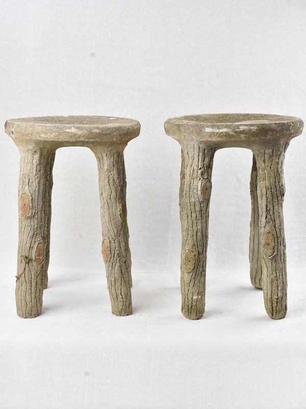 Pair of 1920's faux bois stools 19¾"