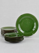 Plates, green glaze, vintage, 7½"