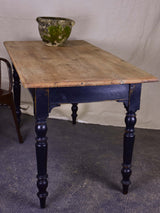 Antique French bistro table - natural timber with black legs