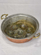 18th century French copper egg poaching pan - 8 places 9"