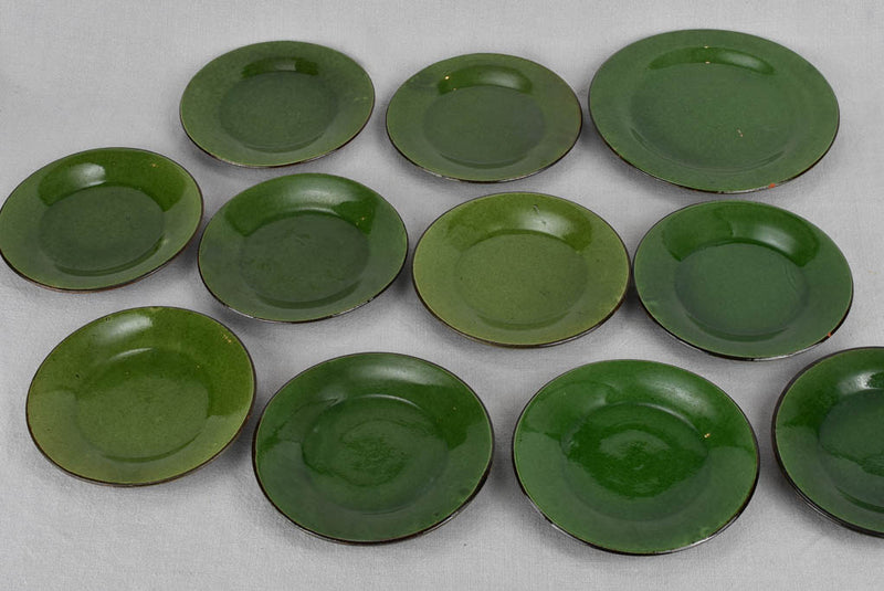 Plates, green glaze, vintage, 7½"