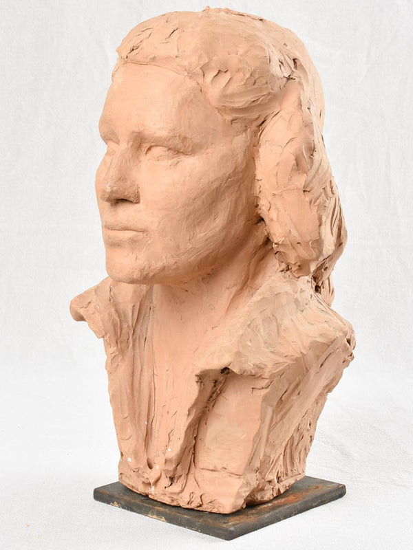 Vintage female bust - air dried clay, Spinelli 1960s 16¼"