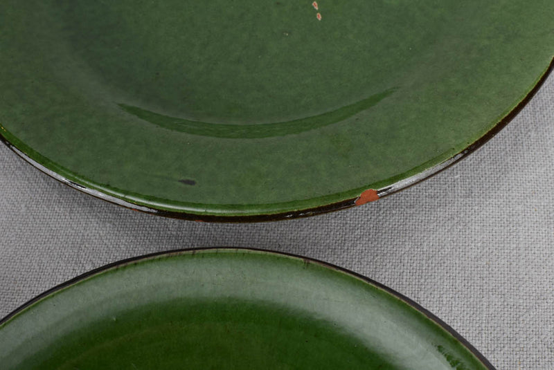 Plates, green glaze, vintage, 7½"