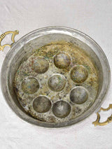 18th century French copper egg poaching pan - 8 places 9"