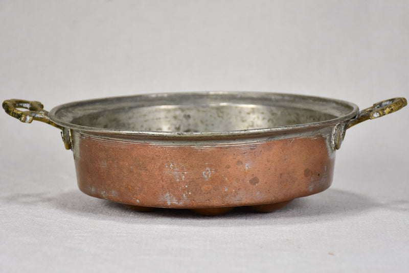 18th century French copper egg poaching pan - 8 places 9"