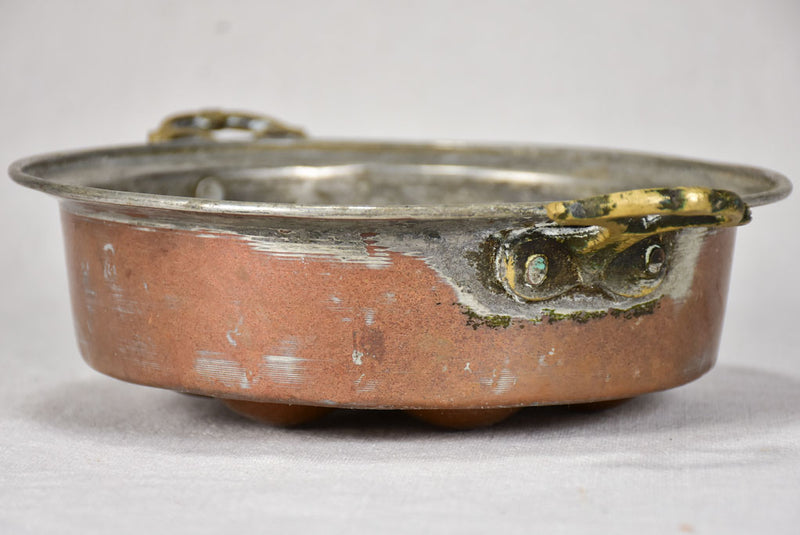 18th century French copper egg poaching pan - 8 places 9"