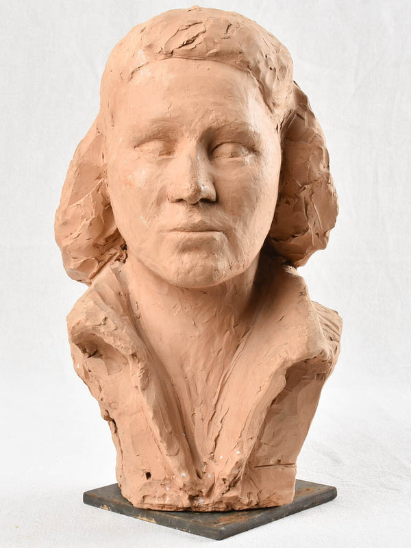 Vintage female bust - air dried clay, Spinelli 1960s 16¼"