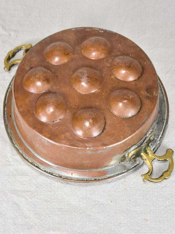 Antique French copper egg poaching pan