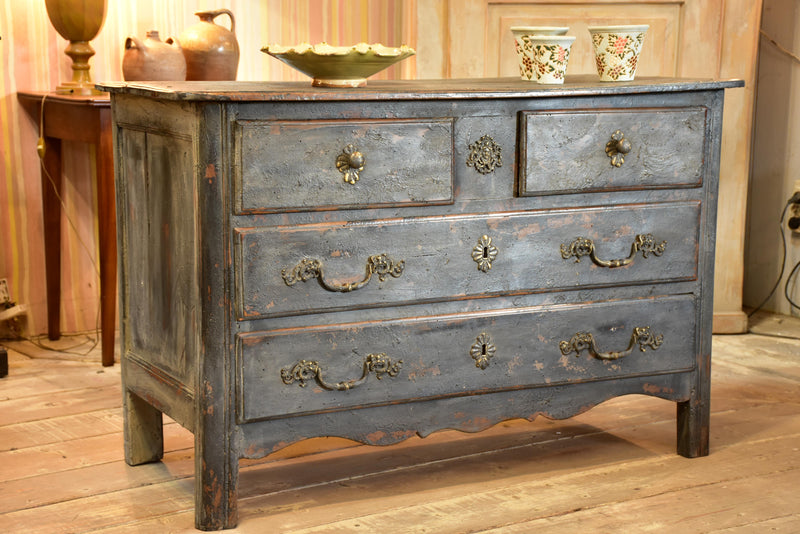 18th century Louis XIV/XV commode with blue patina