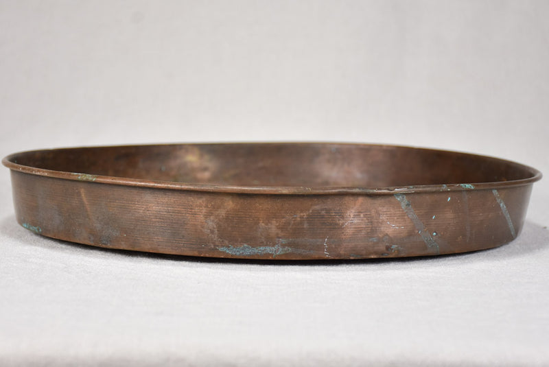 Large 18th century French copper egg poaching pan - 7 places 17"
