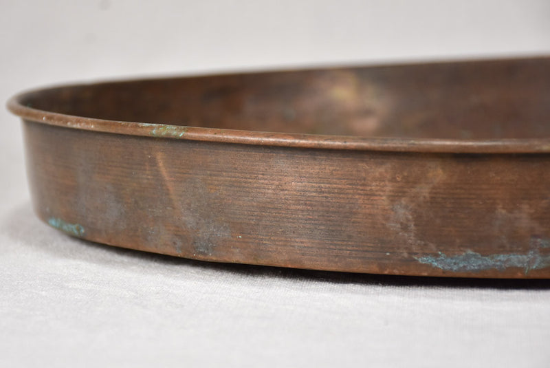 Large 18th century French copper egg poaching pan - 7 places 17"