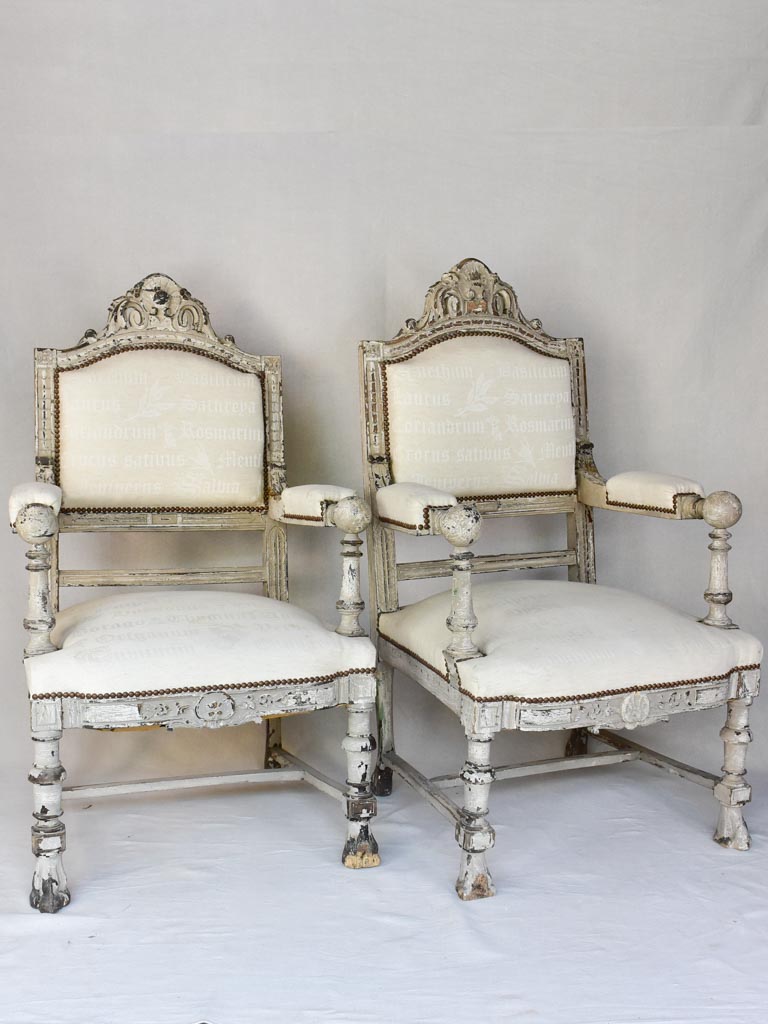 Pair of large antique French armchairs