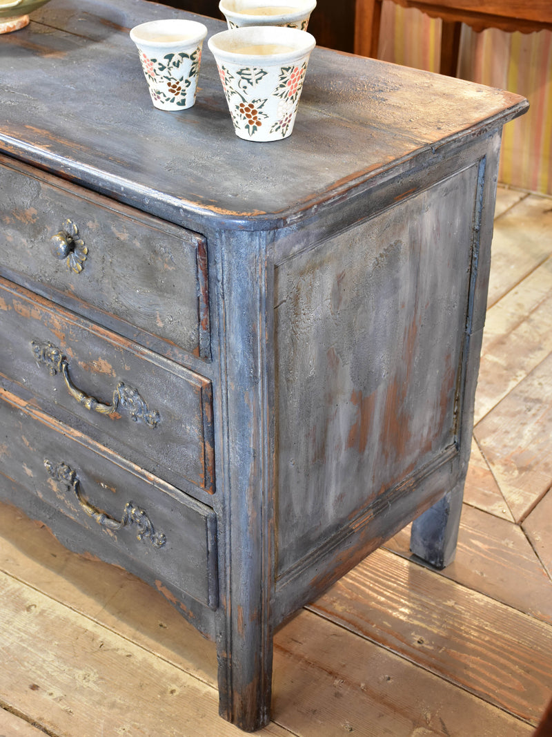 18th century Louis XIV/XV commode with blue patina