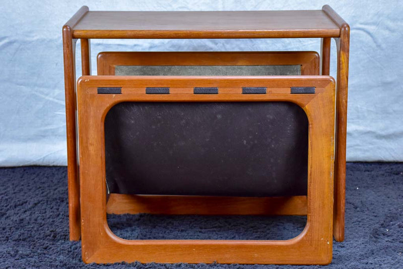 Mid century Scandinavian side table with leather magazine holder sol