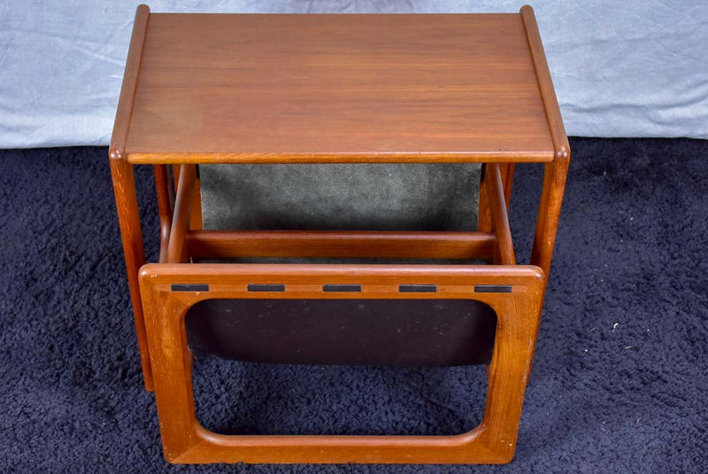 Mid century Scandinavian side table with leather magazine holder sol