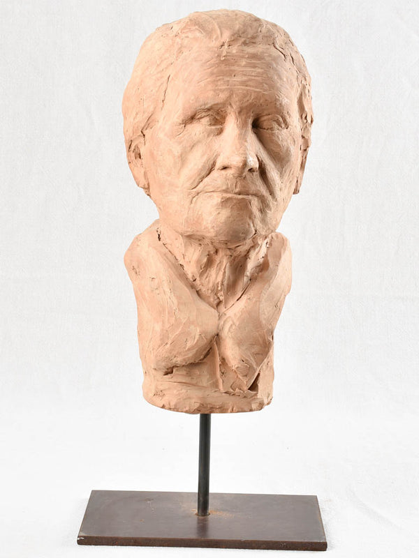 Vintage male bust - air dried clay, Spinelli 1960s - 20¾"