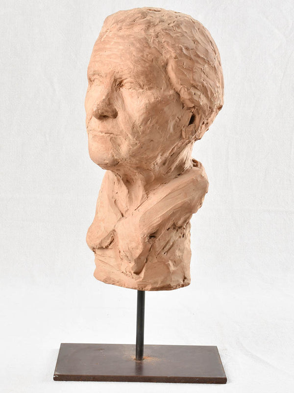 Vintage male bust - air dried clay, Spinelli 1960s - 20¾"