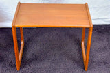 Mid century Scandinavian side table with leather magazine holder - solid teak