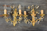 Pair of antique French crystal wall sconces