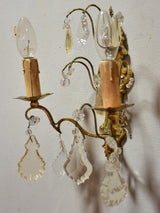 Pair of antique French crystal wall sconces