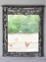 Large gray boiserie mirror with distressed gray frame 38¼" x 43¾"