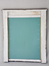 Large gray boiserie mirror with distressed gray frame 38¼" x 43¾"