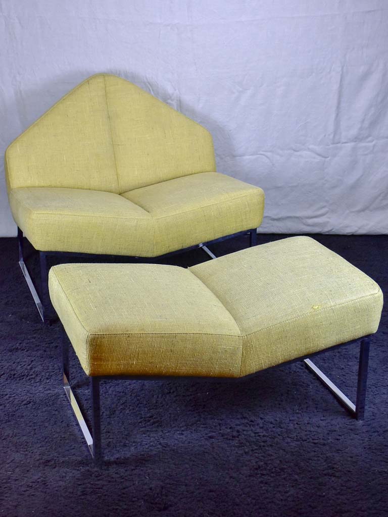 1970's triangular chair with matching ottoman