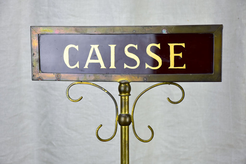 Antique French Caisse boutique sign - dark red