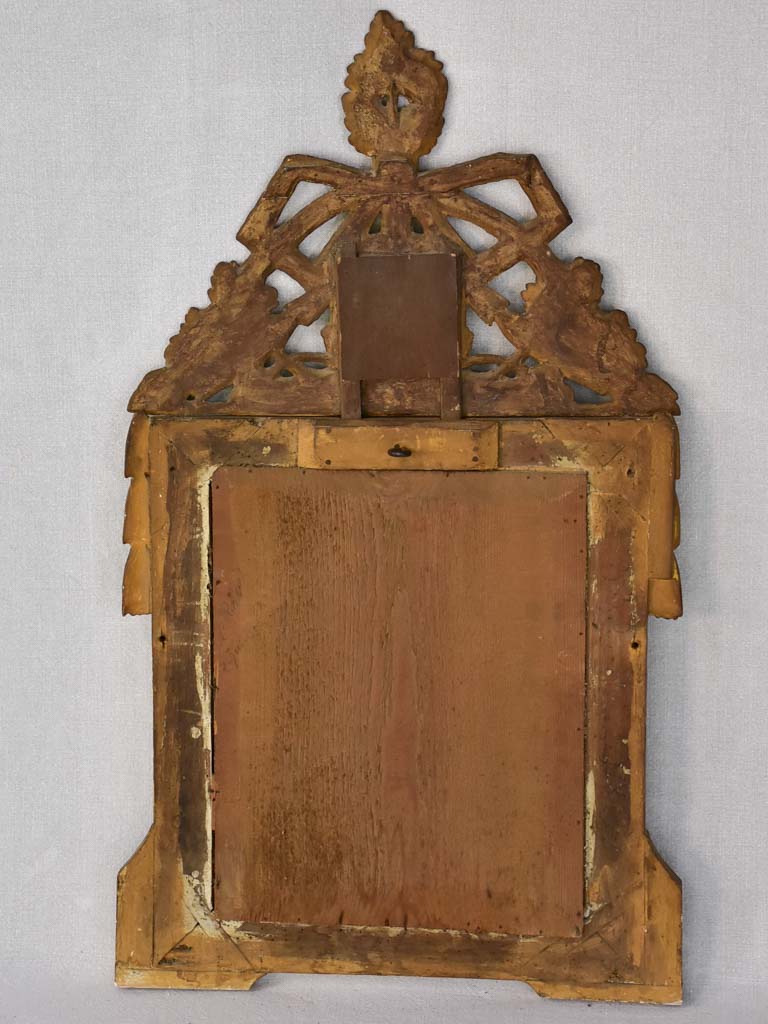 18th-century Louis XVI parclose mirror with pediment, grapes and wheat 18 x 29½""