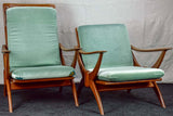 Two 1960's Scandinavian teak armchairs with ski shaped armrests