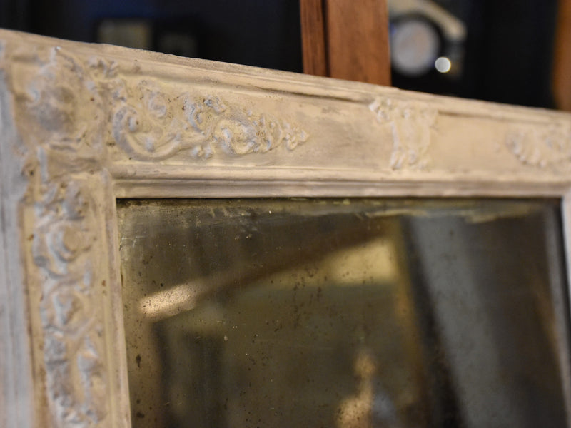 Painted white antique French mirror