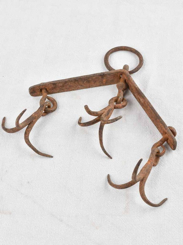 19th century hanging wrought iron charcuterie hooks 11¾"