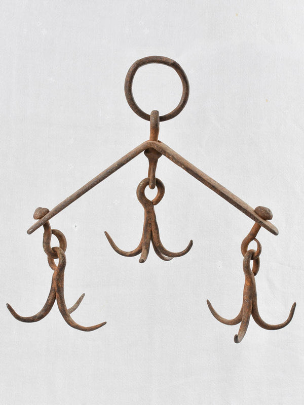 19th century hanging wrought iron charcuterie hooks 11¾"