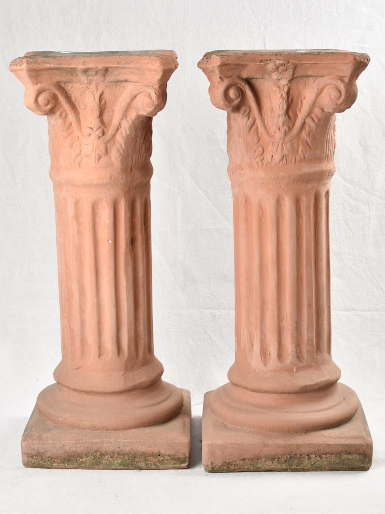 Pair of vintage Terracotta Column Pedestals 32¼"