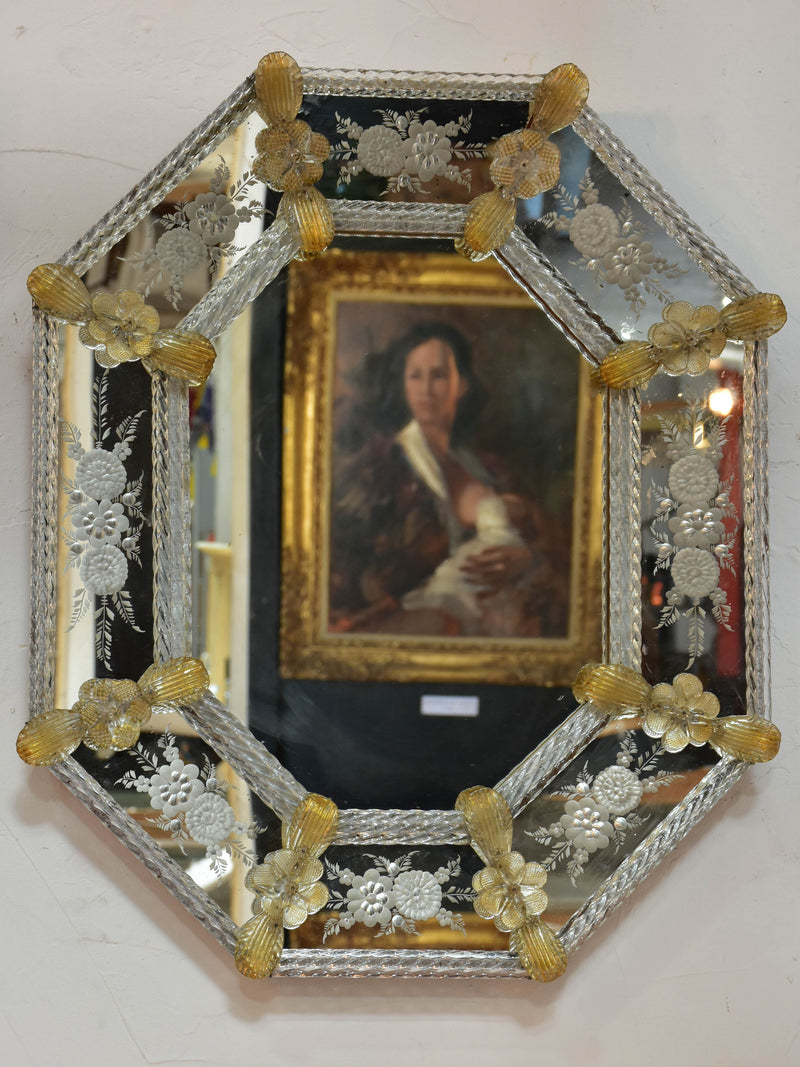 19th century octagonal Venetian glass mirror