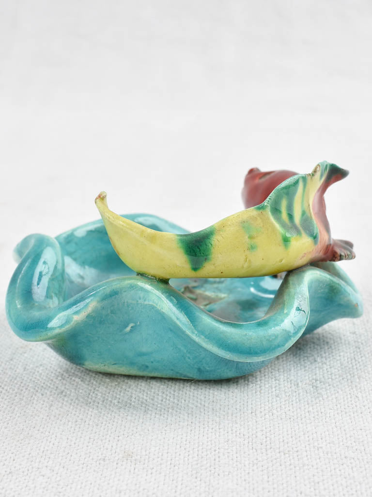 1950's ceramic ashtray with fish sculpture - Ricard 4¼"