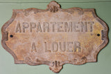 Antique French cast iron sign - Apartment for rent