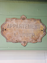 Antique French cast iron sign - Apartment for rent