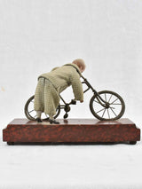 Antique Felt-Clothed Cyclist Art Sculpture