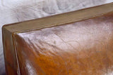 Pair of Art Deco square back French leather club chairs