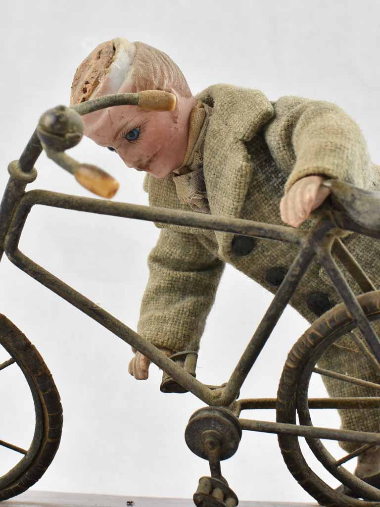 Antique Porcelain-and-Felt Bicycle Sculpture