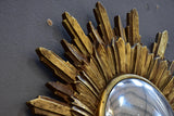 Vintage gilded sunburst mirror with convex glass