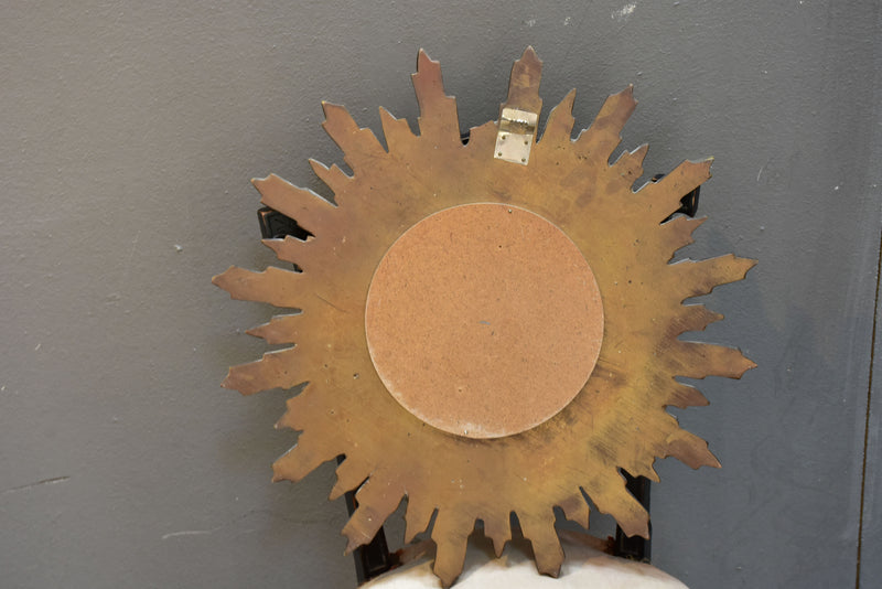 Vintage gilded sunburst mirror with convex glass